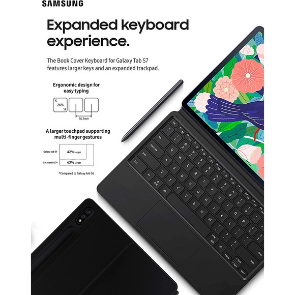 Samsung -  EF-DT870UBEGUJ Galaxy Tab S8, Tab S7 Book Cover Keyboard - Black - Picture 2 of 10